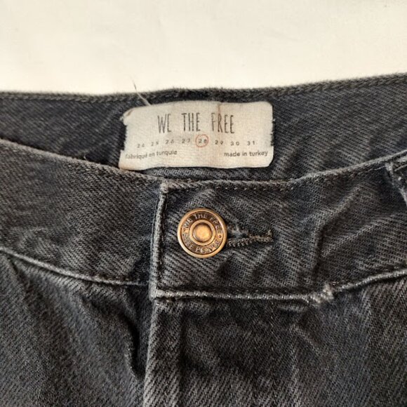 WE THE FREE Black Distressed Cropped Jean Straight Mid Rise Boho Grunge Soft 28 - Picture 12 of 15